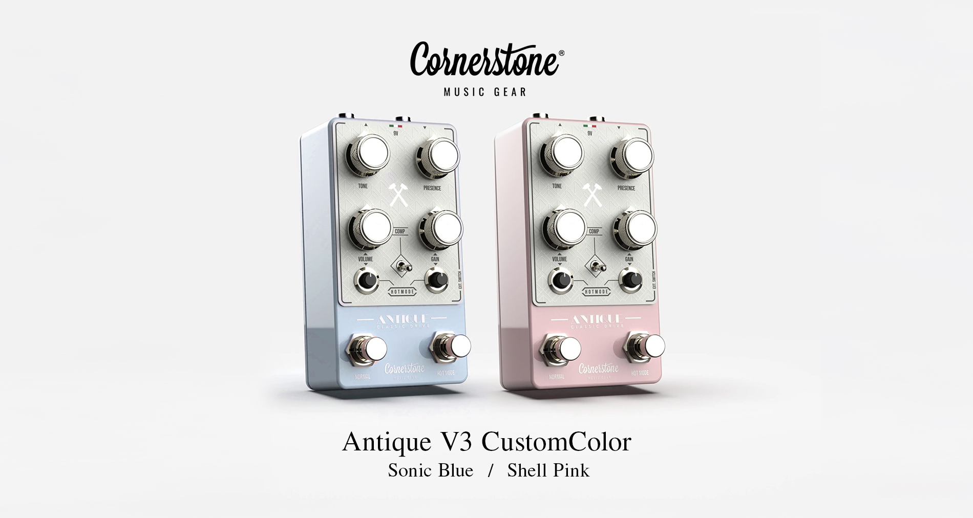 Cornerstone Music GearよりAntiqueV3のカスタムカラーSonic BlueとShell Pinkが各カラー20台限定国内入荷！